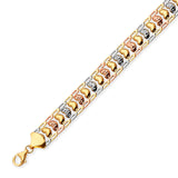 Fancy Ladies Heart Ornate Bracelet In 14K Tri-Color Gold