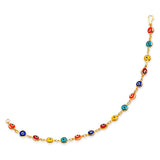 Beaded Multi-Color Enamel Ladies Eye Charm Bracelet In 14K Gold