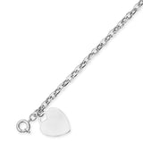 Ladies Heart Charm Bracelet In 14K White Gold