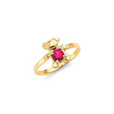 Red CZ Heart Kids Ring in 14K Gold