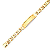 Cuban Mens Border ID Bracelet In 14K Gold