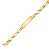 Cuban Mens Border ID Bracelet In 14K Gold