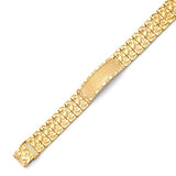 Nugget Mens Border ID Bracelet In 14K Gold