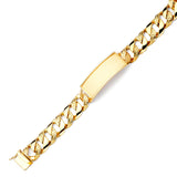 Cuban Mens Border ID Bracelet In 14K Gold