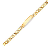 Cuban Mens Border ID Bracelet In 14K Gold