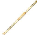 Cuban Mens Border ID Bracelet In 14K Gold