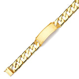 Cuban Mens Border ID Bracelet In 14K Gold