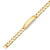 Cuban Mens Border ID Bracelet In 14K Gold