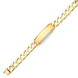 Cuban Mens Border ID Bracelet In 14K Gold