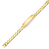 Cuban Mens Border ID Bracelet In 14K Gold