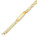 Cuban Mens Border ID Bracelet In 14K Gold