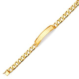 Cuban Mens Border ID Bracelet In 14K Gold