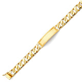 Cuban Mens Border ID Bracelet In 14K Gold