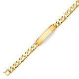 Cuban Mens Border ID Bracelet In 14K Gold