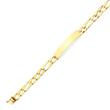 Figaro Mens ID Bracelet In 14K Gold