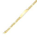 Figaro Mens ID Bracelet In 14K Gold