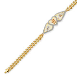 Fancy White CZ Quinceañera Bracelet In 14K Tri-Color Gold