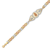 Fancy White CZ Ladies Bracelet In 14K Tri-Color Gold