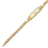 Fancy White CZ Quinceañera Bracelet In 14K Tri-Color Gold