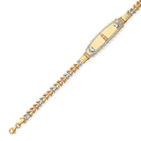 Fancy White CZ Ladies Bracelet In 14K Tri-Color Gold