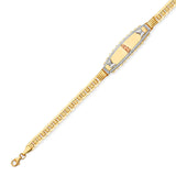 Fancy White CZ Ladies Bracelet In 14K Tri-Color Gold