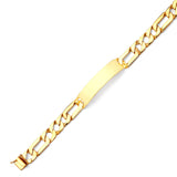 Figaro Mens ID Bracelet In 14K Gold