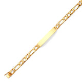 Figaro Mens ID Bracelet In 14K Gold