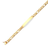 Figaro Mens ID Bracelet In 14K Gold