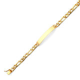 Figaro Mens ID Bracelet In 14K Gold