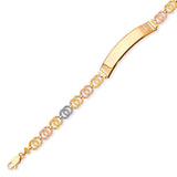 Fancy Ladies Border ID Bracelet In 14K Tri-Color Gold