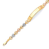 Fancy Ladies Guadalupe Border ID Bracelet In 14K Tri-Color Gold