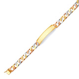 Cuban Mens Border ID Bracelet In 14K Tri-Color Gold