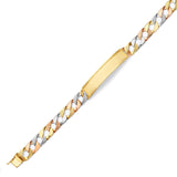 Cuban Mens Border ID Bracelet In 14K Tri-Color Gold