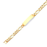 Figaro Mens ID Bracelet In 14K Gold