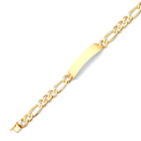 Figaro Mens ID Bracelet In 14K Gold