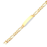 Figaro Mens ID Bracelet In 14K Gold