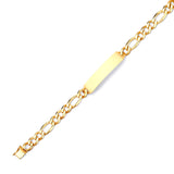 Figaro Mens ID Bracelet In 14K Gold