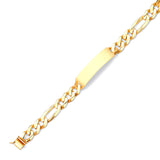 Figaro Mens ID Bracelet In 14K Gold