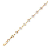 Beaded White CZ Ladies Charm Bracelet In 14K Gold