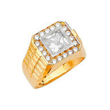 White CZ Micro-Pave Mens Ring in 14K Gold