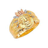 White CZ Figures Mens Ring in 14K Two-Tone Gold