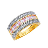 Pink & White CZ Channel Ladies Ring in 14K Two-Tone Gold