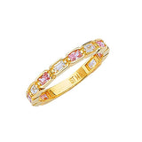 Pink & White CZ Channel Ladies Ring in 14K Gold