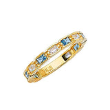 Blue & White CZ Channel Ladies Ring in 14K Gold