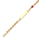 6" inch Beaded Red Enamel Kids Lady Bug Charm ID Bracelet In 14K Gold