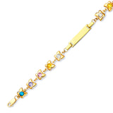 Beaded Multi-Color CZ Kids Butterfly Charm ID Bracelet In 14K Gold