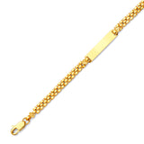 6" inch Fancy Kids Border ID Bracelet In 14K Gold