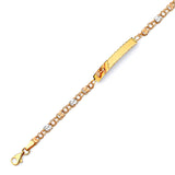 6 inch Mexican Kids Heart Border ID Bracelet In 14K Tri-Color Gold