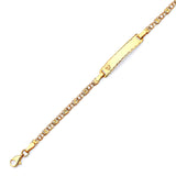 6 inch Mexican Kids Heart Border ID Bracelet In 14K Gold