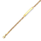 6 inch Mexican Kids Heart Border ID Bracelet In 14K Gold